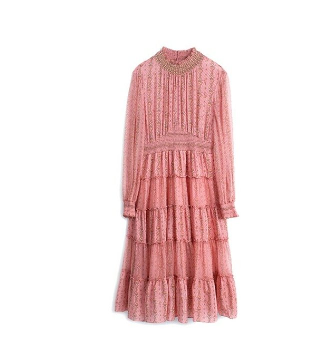 Vestido Vintage Rosa Pálido Dos Anos 40