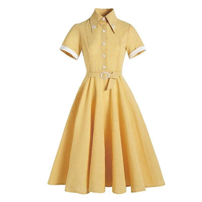 Vestido Gola Alta Anos 50