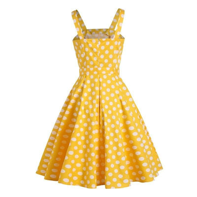 Vestido De Bolinhas Amarelo Anos 50