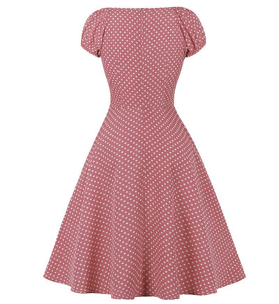 Vestido De Bolinhas Rosa Anos 50