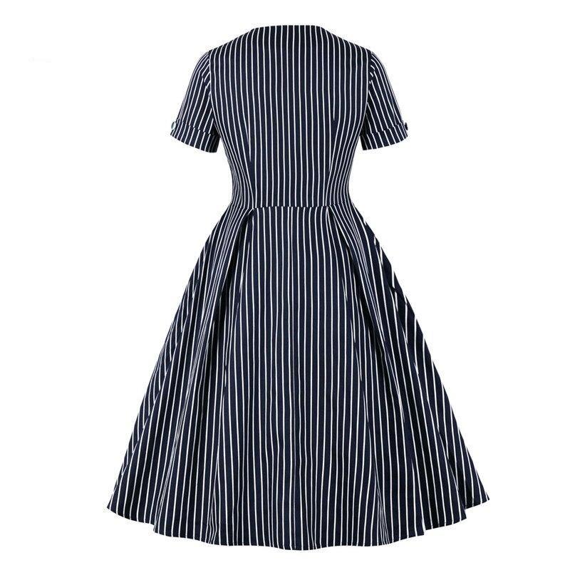 Vestido Vintage Azul Marinho Dos Anos 50