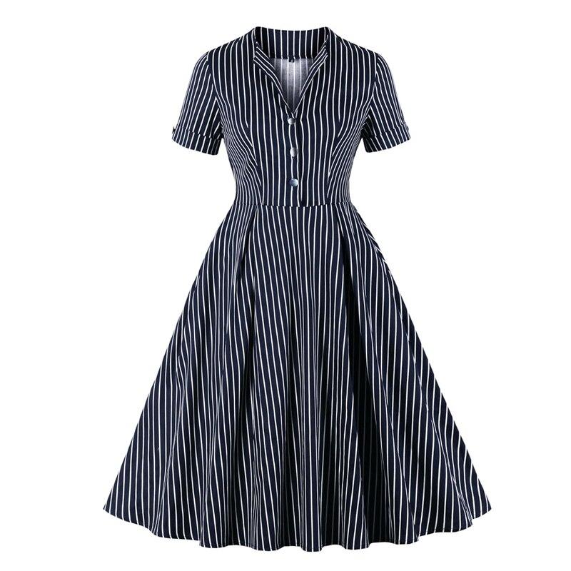 Vestido Vintage Azul Marinho Dos Anos 50