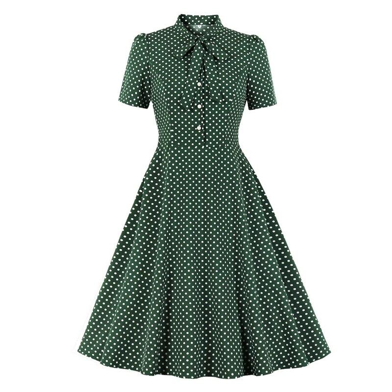Vestido De Bolinhas Verde Vintage Anos 50