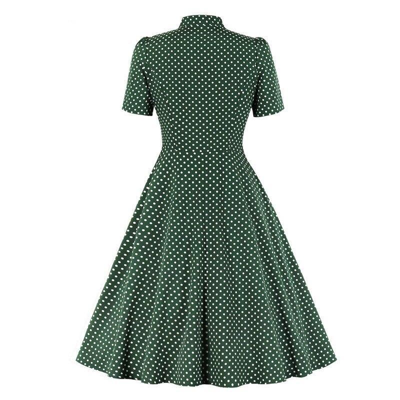 Vestido De Bolinhas Verde Vintage Anos 50