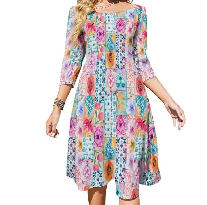 Vestido Floral Hippie Dos Anos 70