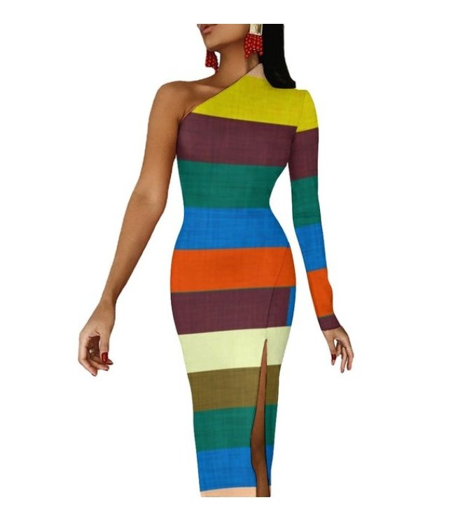 Vestido Anos 70 Multicolorido