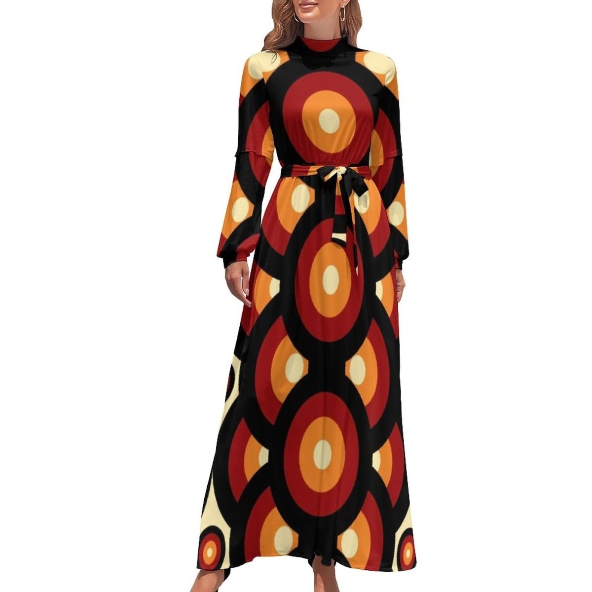 Vestido Bicolor Laranja E Preto Ano 70