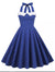 Vestido Azul Vintage Com Bolinhas Brancas