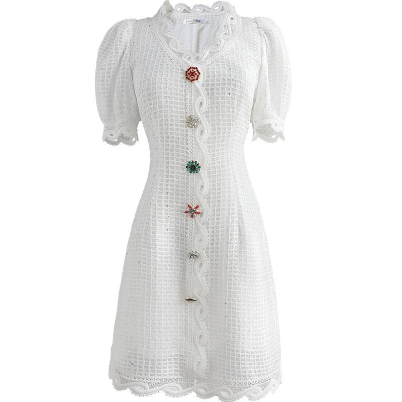 Vestido Vintage Com Botões Frontais