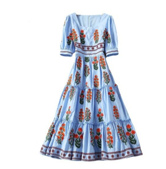 Vestido Vintage Floral Curto Azul