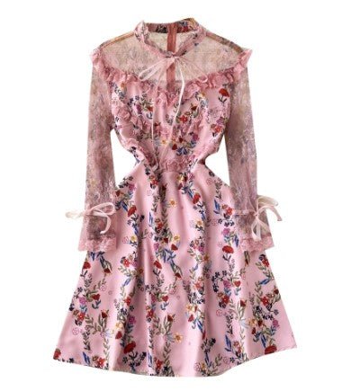 Vestido Curto Vintage Floral Rosa