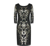Vestido De Noite Estilo Gatsby Dourado Preto