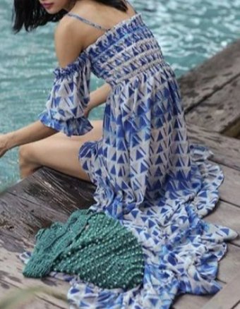 Vestido De Noite Vintage Azul