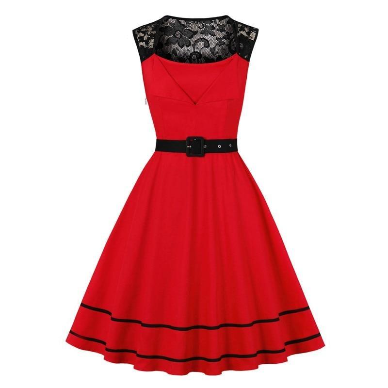 Vestido De Noite Vermelho Rockabilly Vintage