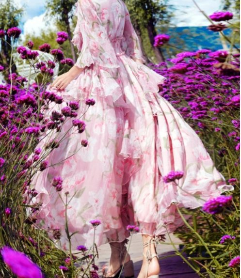 Vestido De Renda Rosa Vintage