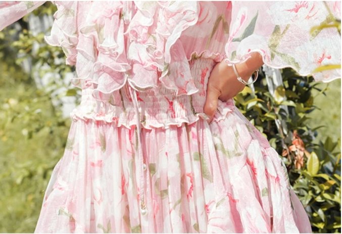 Vestido De Renda Rosa Vintage