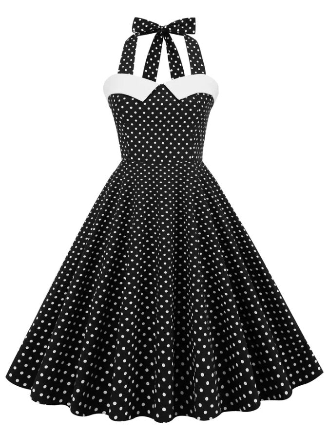 Vestido De Verão Preto Anos 50