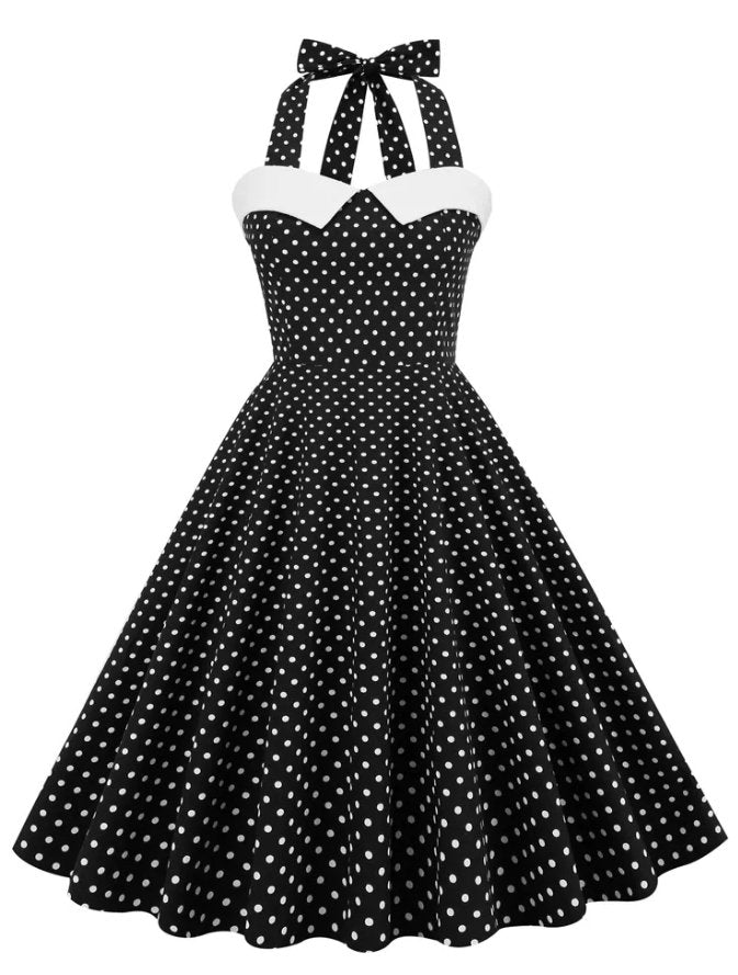 Vestido De Verão Preto Anos 50