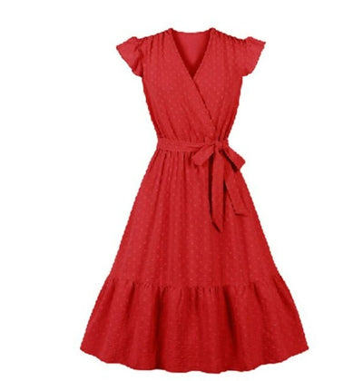 Vestido De Verão Vermelho Anos 50