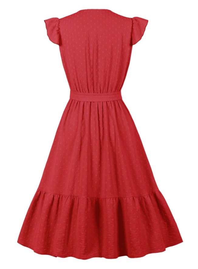 Vestido De Verão Vermelho Anos 50