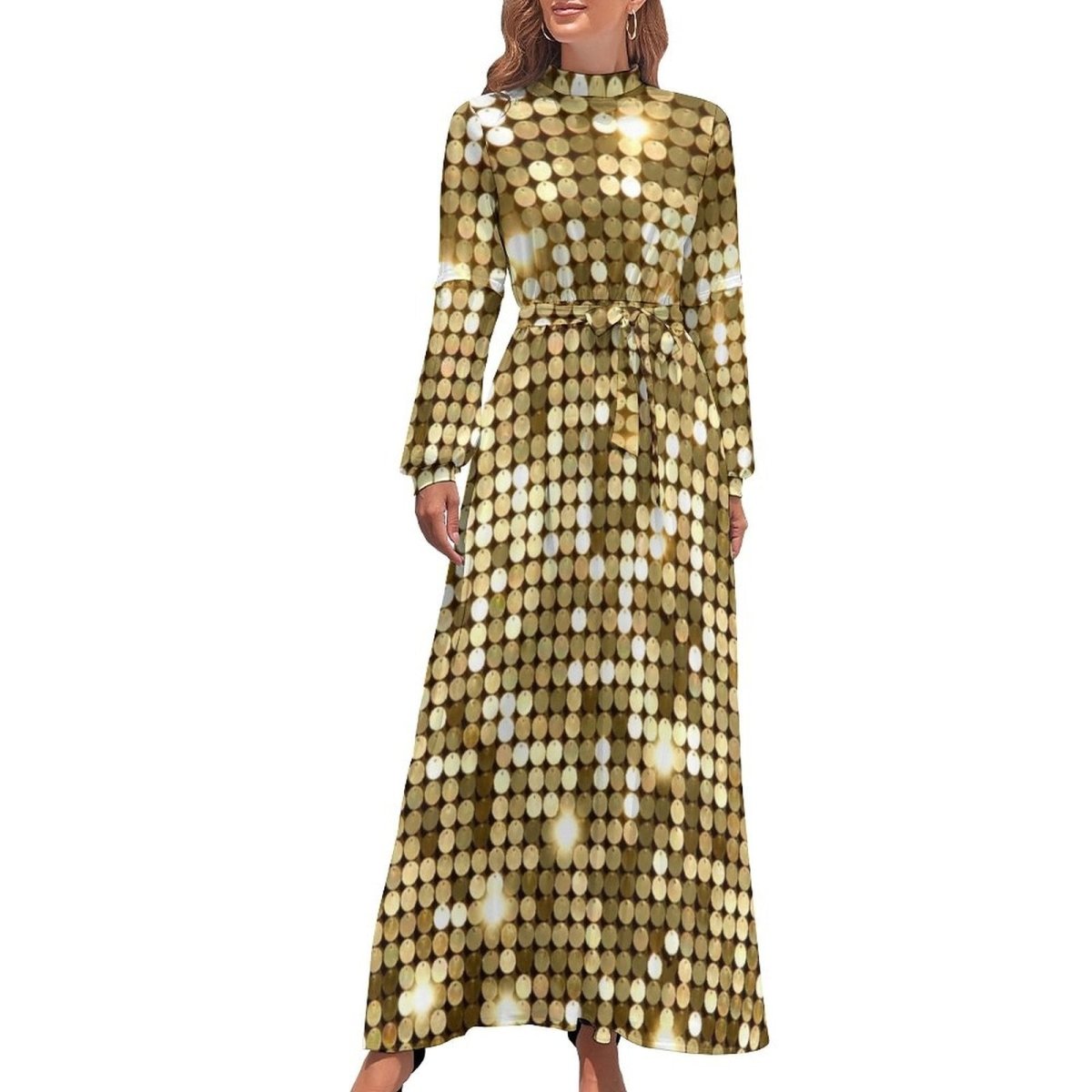 Vestido Dourado Dos Anos 70