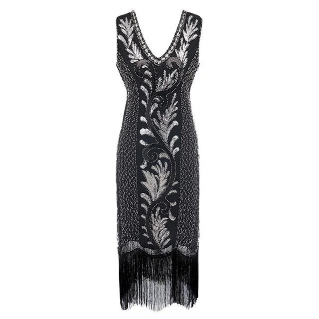Vestido Gatsby Spirit Preto E Prata