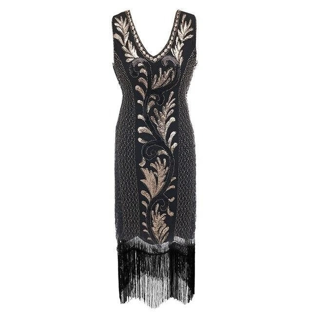 Vestido Gatsby Spirit Preto E Dourado