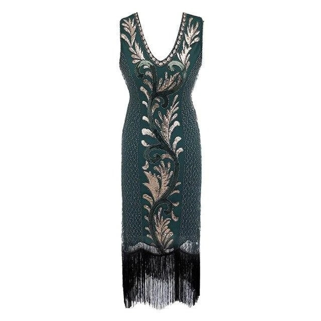 Vestido Gatsby Spirit Verde E Dourado