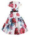 Vestido Flare Vintage Branco E Rosa