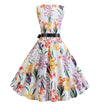 Vestido Branco Vintage Flare Flores Quentes