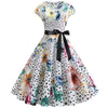 Vestido Dos Anos 50 Com Flores Brancas E Bolinhas