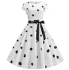 Vestido Vintage Flare Pontos Brancos Pretos