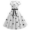 Vestido Vintage Flare Pontos Brancos Pretos