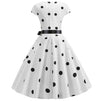 Vestido Vintage Flare Pontos Brancos Pretos