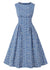 Vestido Vintage Flare Flores Brancas Azuis