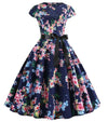 Vestido Vintage Azul Com Folhas Pequenas
