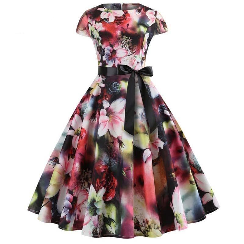 Vestido Floral Anos 50