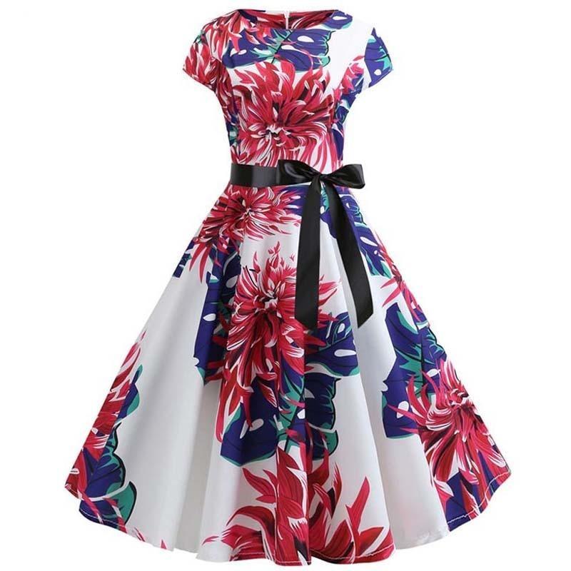 Vestido Vintage Flare Big Flowers