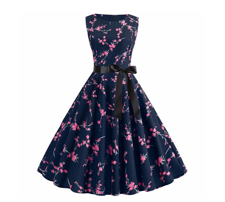 Flores De Vestido Vintage Vintage Azul Marinho