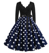 Vestido Vintage Azul Marinho Com Bolinhas Brancas