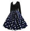 Vestido Vintage Azul Marinho Com Bolinhas Brancas