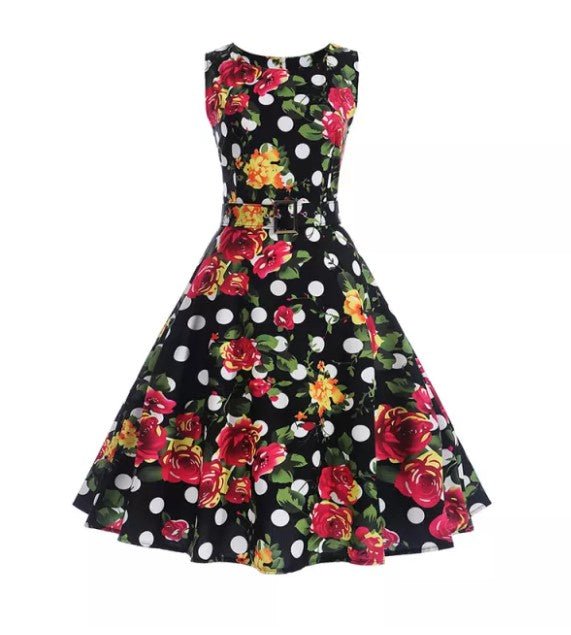 Vestido Floral De Bolinhas Vintage Vintage