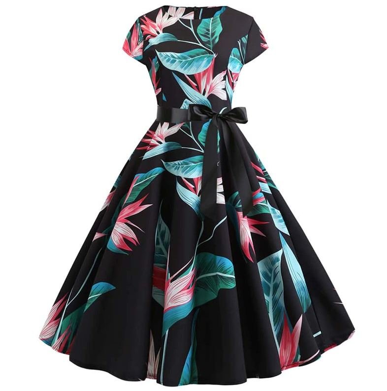 Vestido Vintage Preto Com Flores Finas