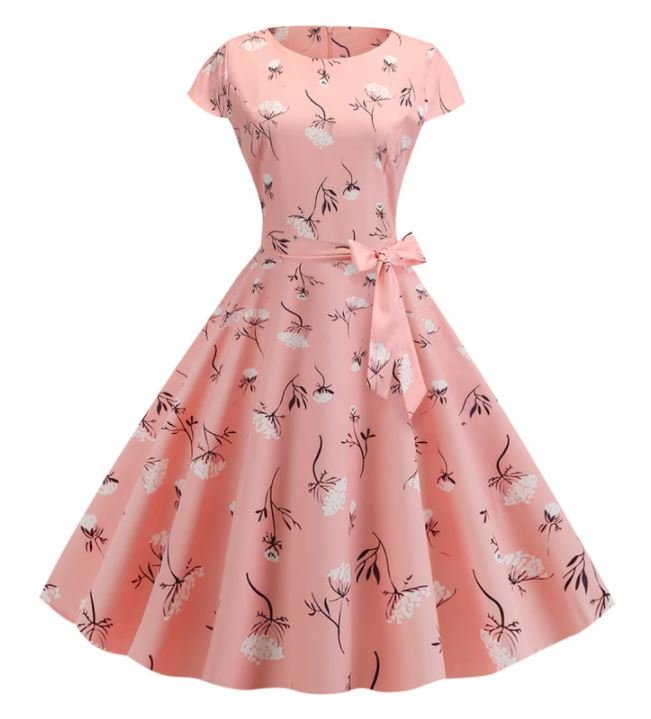 Vestido Vintage Florido Rosa