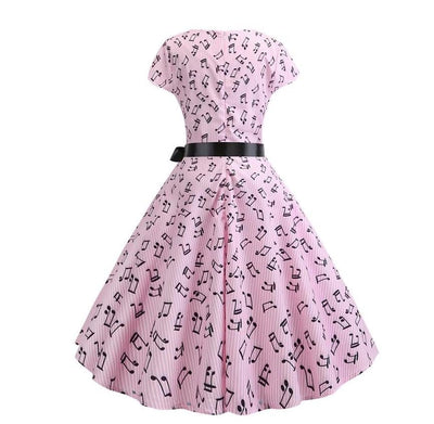 Vestido Vintage Rosa Primavera Flare