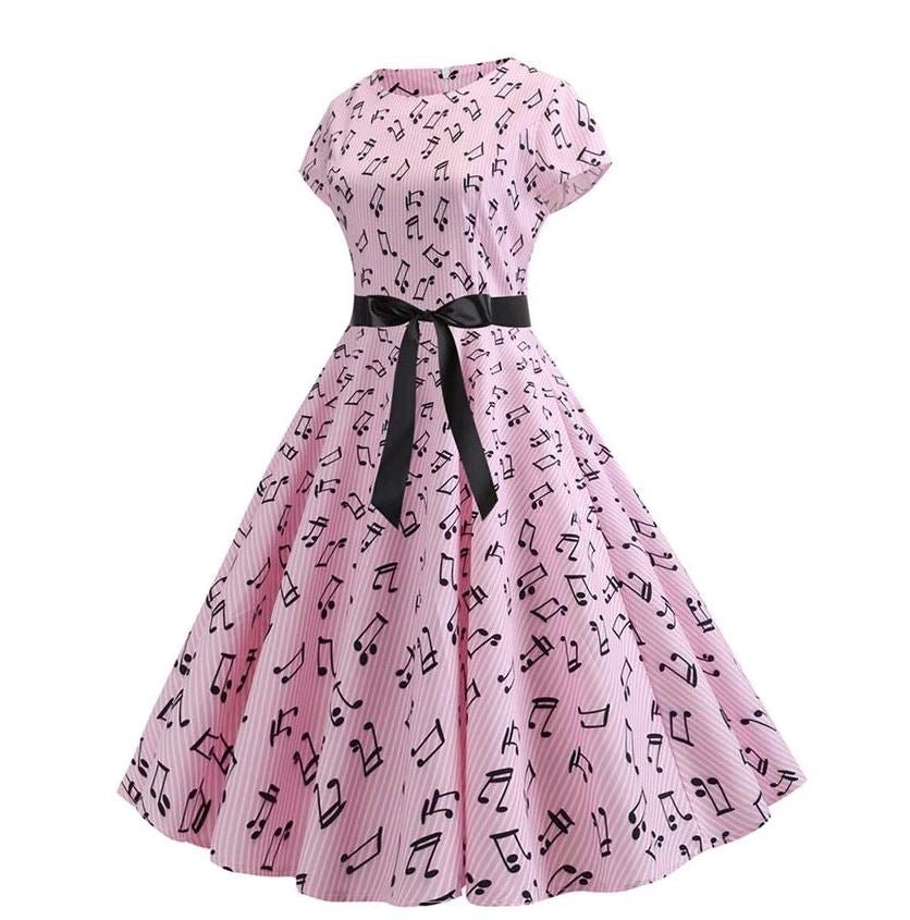 Vestido Vintage Rosa Primavera Flare