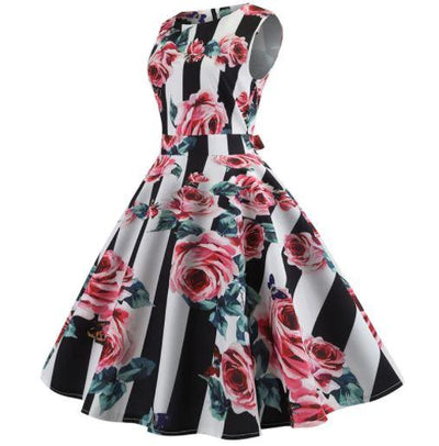 Vestido Vintage Rosas Flare
