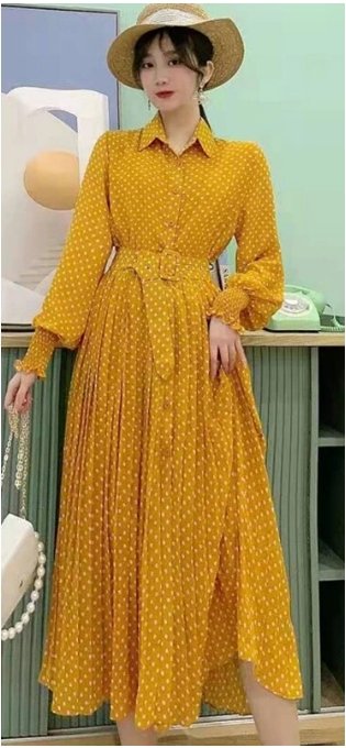 Vestido Feminino Amarelo Anos 40