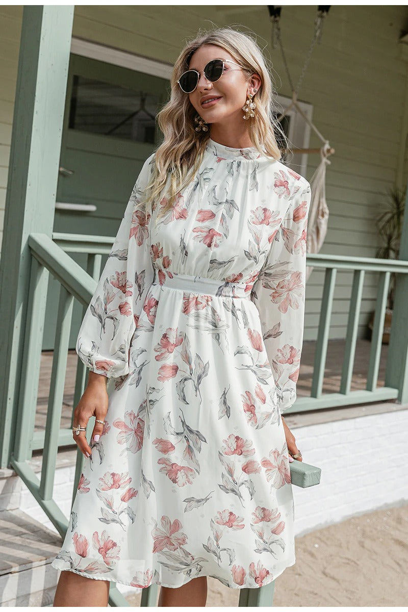 Vestido Vintage Flor Rosa