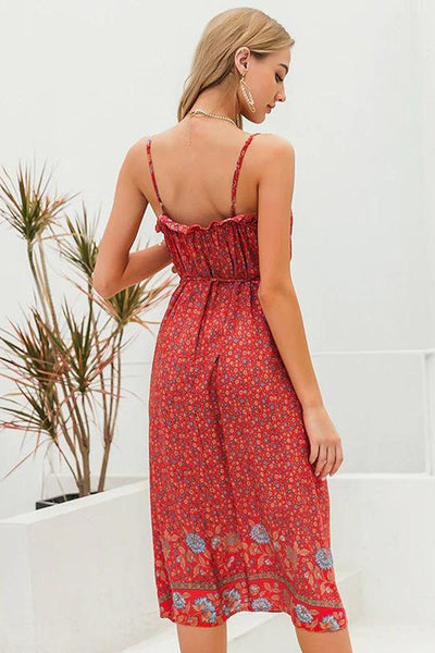 Vestido Floral Vermelho Vintage